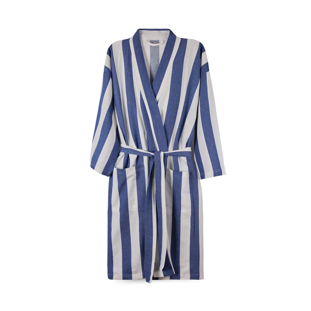 VINGA Ornos GRS katoenen hamam badjas L/XL blauw, wit