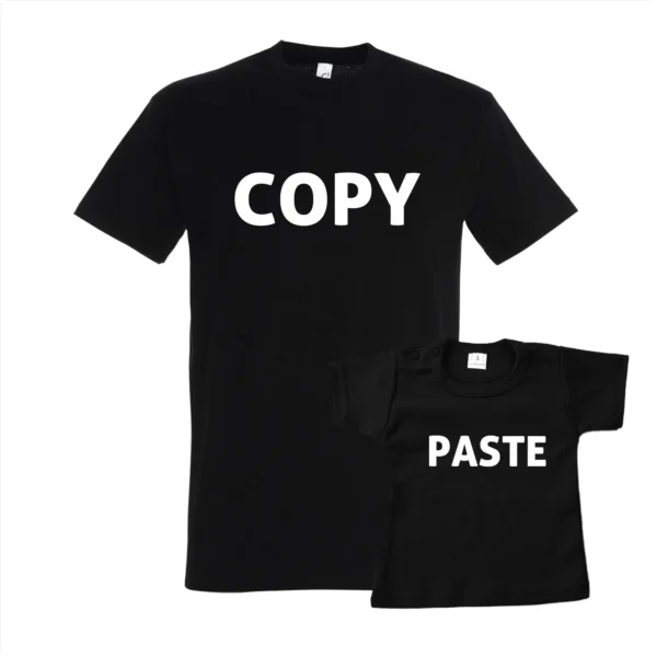 T-shirt Copy Paste - voor Ouder en Kind - Kind - Set van 2 - korte mous