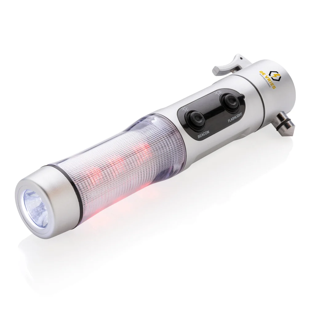 Veiligheidszaklamp met noodhamer