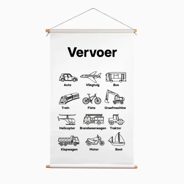 Educatieve Poster voor Kinderen met Vervoer - Educatieve banners voor kinderen - Vervoer - Transport - Transport middelen herkennen