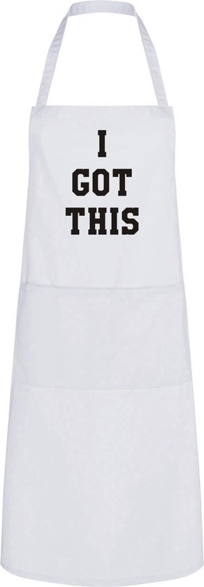 Go Mama - Keukenschort I got this, Wit, One Size - Verstelbaar Schort