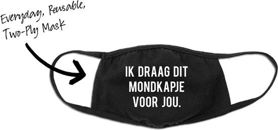Mondmasker - Mondkapje Ik draag dit mondkapje voor jou - One Size (Volwassenen) - Mondkapje Wasbaar - Niet-medisch - 100% Katoen - Mondmasker - Mondkapjes - Mondkapje zwart - Herbruikbaar