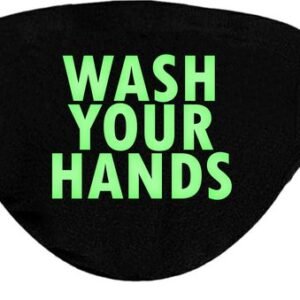 Mondmasker - Glow in the Dark - Wash your hands - One Size (Volwassenen) Mondkapje met tekst - Wasbaar - Niet-medisch - Zeer Comfortabel - Afbeelding 2