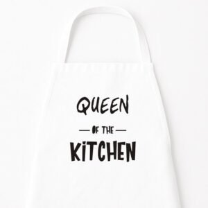 Go Mama - Keukenschort “Queen of the Kitchen” – Grappig kookschort – One Size – Verstelbaar – Wit – Cadeau voor vrouwen / moederdag cadeau