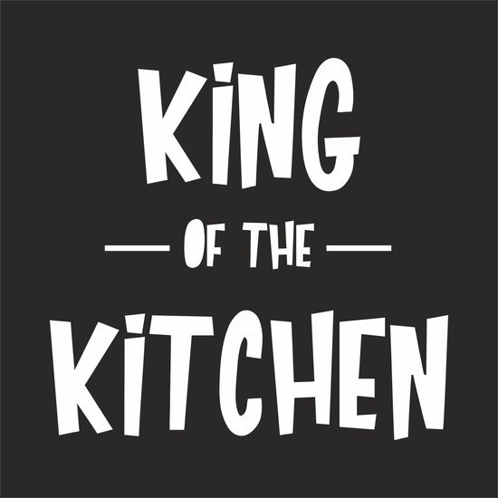Go Mama - Keukenschort “King of the Kitchen” – Grappig kookschort – One Size – Zwart – Vaderdag cadeau – Kerst- en sinterklaascadeau - Afbeelding 3