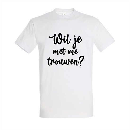 Wil je met me trouwen? - T-shirt XL - Wit - marry me - huwelijksaanzoek - wil je met me trouwen - will you marry me - huwelijksaanzoek - marry me - aanzoek