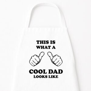 Go Mama - Keukenschort “This is what a really cool dad looks like” – Grappig kookschort – One Size – Verstelbaar – Wit – Vaderdag cadeau / cadeau voor papa