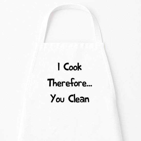Go Mama - Keukenschort I Cook therefore..you clean, Wit, One Size - Verstelbaar Schort