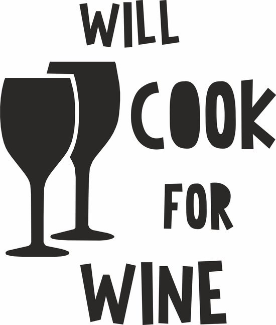 Go Mama - Keukenschort Will cook for Wine, Wit, One Size - Verstelbaar Schort - Afbeelding 3