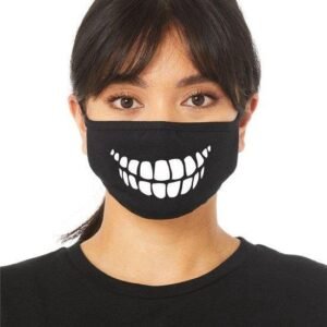 Mondmasker - Mondkapje met print (Tanden) - One Size (Volwassenen) - Mondkapje Wasbaar - Niet-medisch - 100% Katoen - Mondmasker - Mondkapjes - Mondkapje zwart - Herbruikbaar - 2 stuks - Afbeelding 4