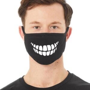 Mondmasker - Mondkapje met print (Tanden) - One Size (Volwassenen) - Mondkapje Wasbaar - Niet-medisch - 100% Katoen - Mondmasker - Mondkapjes - Mondkapje zwart - Herbruikbaar - 2 stuks - Afbeelding 6