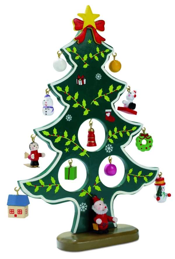 Houten kerstboom met decoratie WOODTREE
